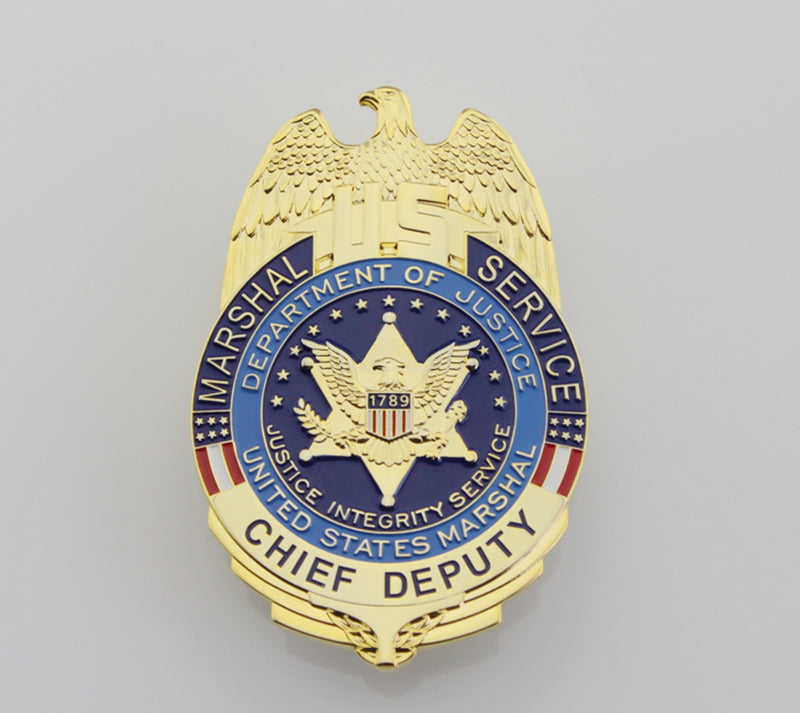 嵌込型US MARSHALS SUPERVISORY マーシャル バッジ 革 茶（連邦