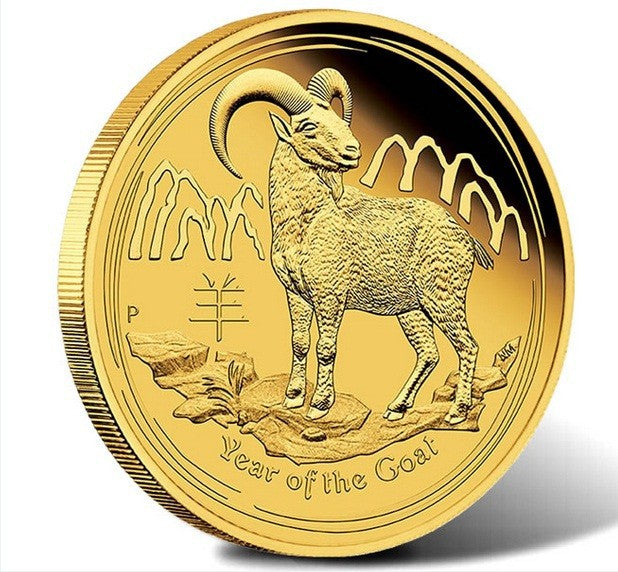 2015 Australia Lunar Zodiac Year of the Goat 24K Gold Plated Coin