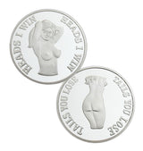 Sexy Girl Lady "Heads I Win & Tails You Lose" Two-sided Flip Silver Challenge Coin
