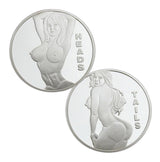 Sexy Girl Lady "Heads I Win & Tails You Lose" Two-sided Flip Silver Challenge Coin #2